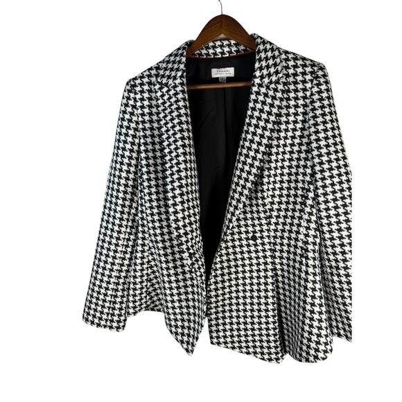 Tahari Arthur S. Levine Women’s Houndstooth Blazer Jacket Size 10 Black White - Picture 3 of 9